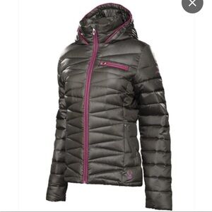 Spyder Timeless grey and pink down puff jacket